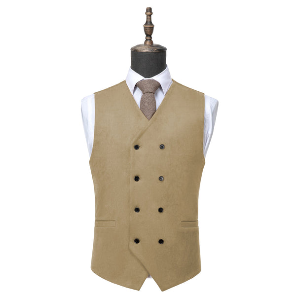 Tiavllya Tiavllya Casual Men's Fashion Double Breasted Suede V Neck Waistcoat Denim Vest