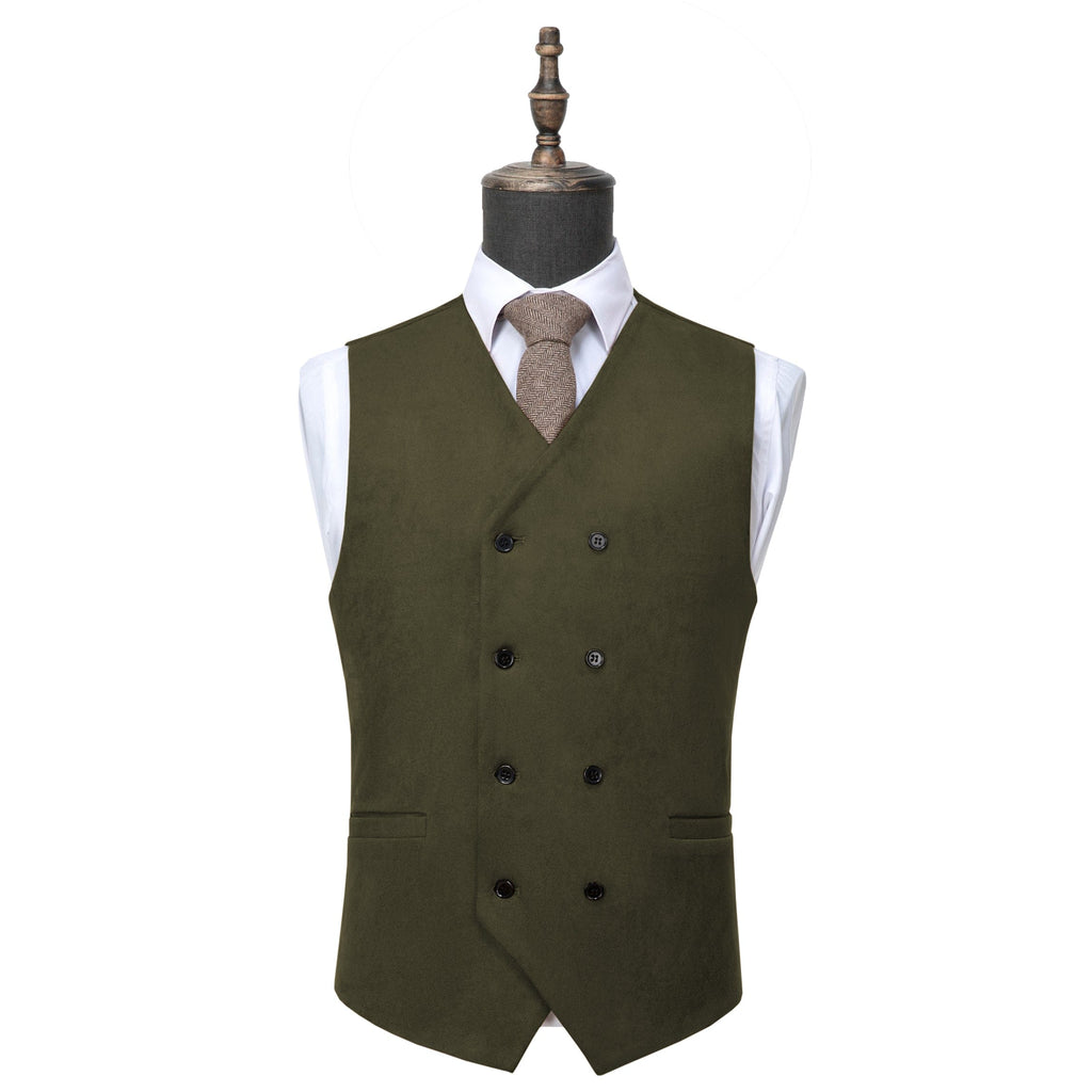 Tiavllya Tiavllya Casual Men's Fashion Double Breasted Suede V Neck Waistcoat Denim Vest
