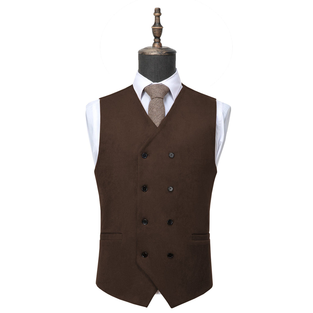Tiavllya Tiavllya Casual Men's Fashion Double Breasted Suede V Neck Waistcoat Denim Vest