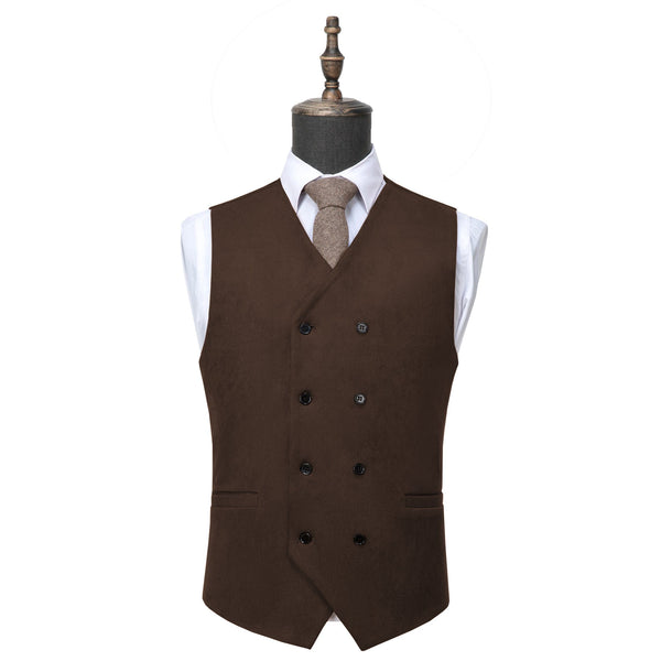 Tiavllya Tiavllya Casual Men's Fashion Double Breasted Suede V Neck Waistcoat Denim Vest
