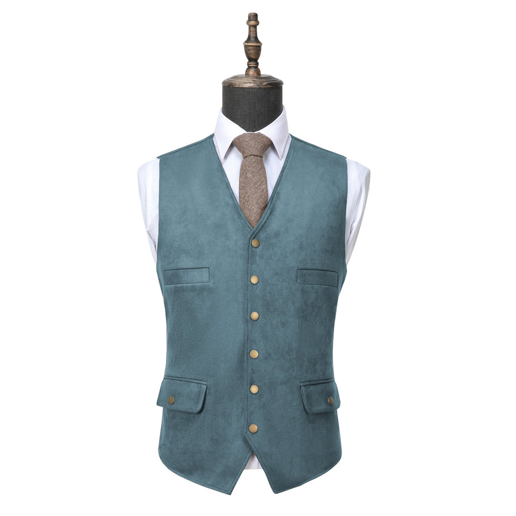 Tiavllya Tiavllya Casual Men's Fashion Suede V Neck Waistcoat Denim Vest
