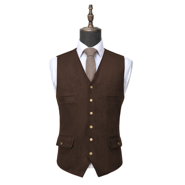Tiavllya Tiavllya Casual Men's Fashion Suede V Neck Waistcoat Denim Vest
