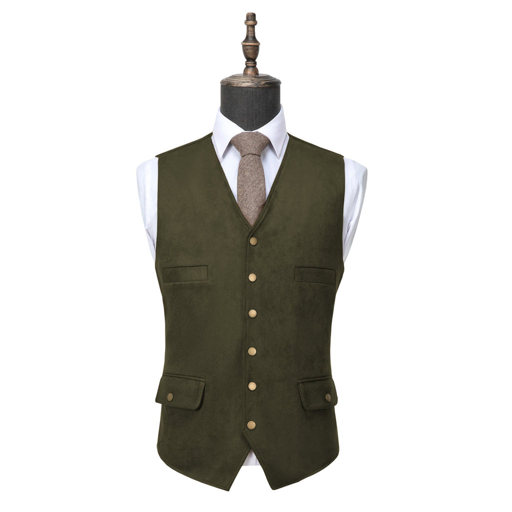 Tiavllya Tiavllya Casual Men's Fashion Suede V Neck Waistcoat Denim Vest