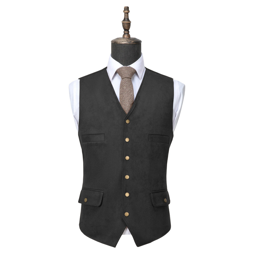 Tiavllya Tiavllya Casual Men's Fashion Suede V Neck Waistcoat Denim Vest