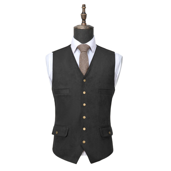 Tiavllya Tiavllya Casual Men's Fashion Suede V Neck Waistcoat Denim Vest