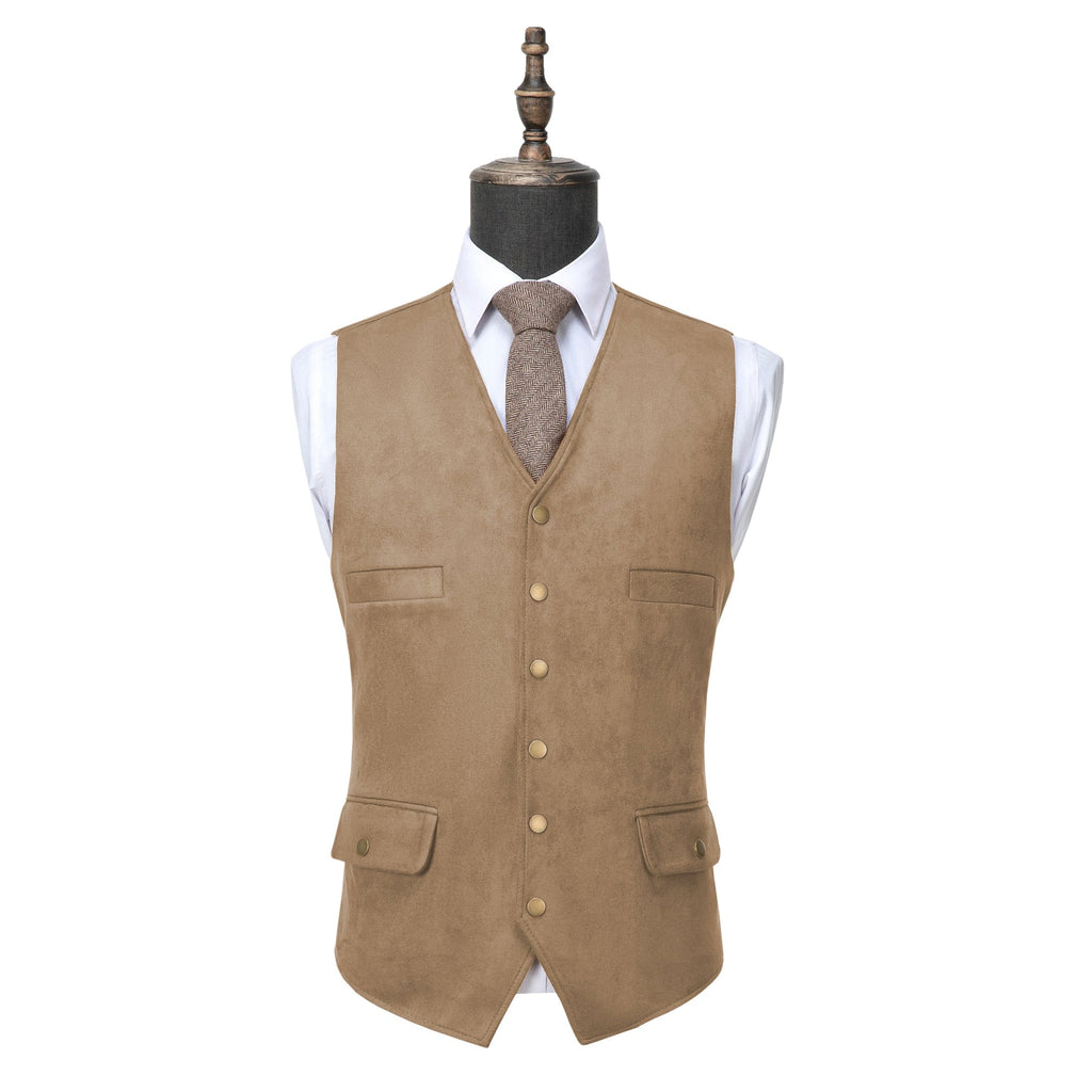 Tiavllya Tiavllya Casual Men's Fashion Suede V Neck Waistcoat Denim Vest