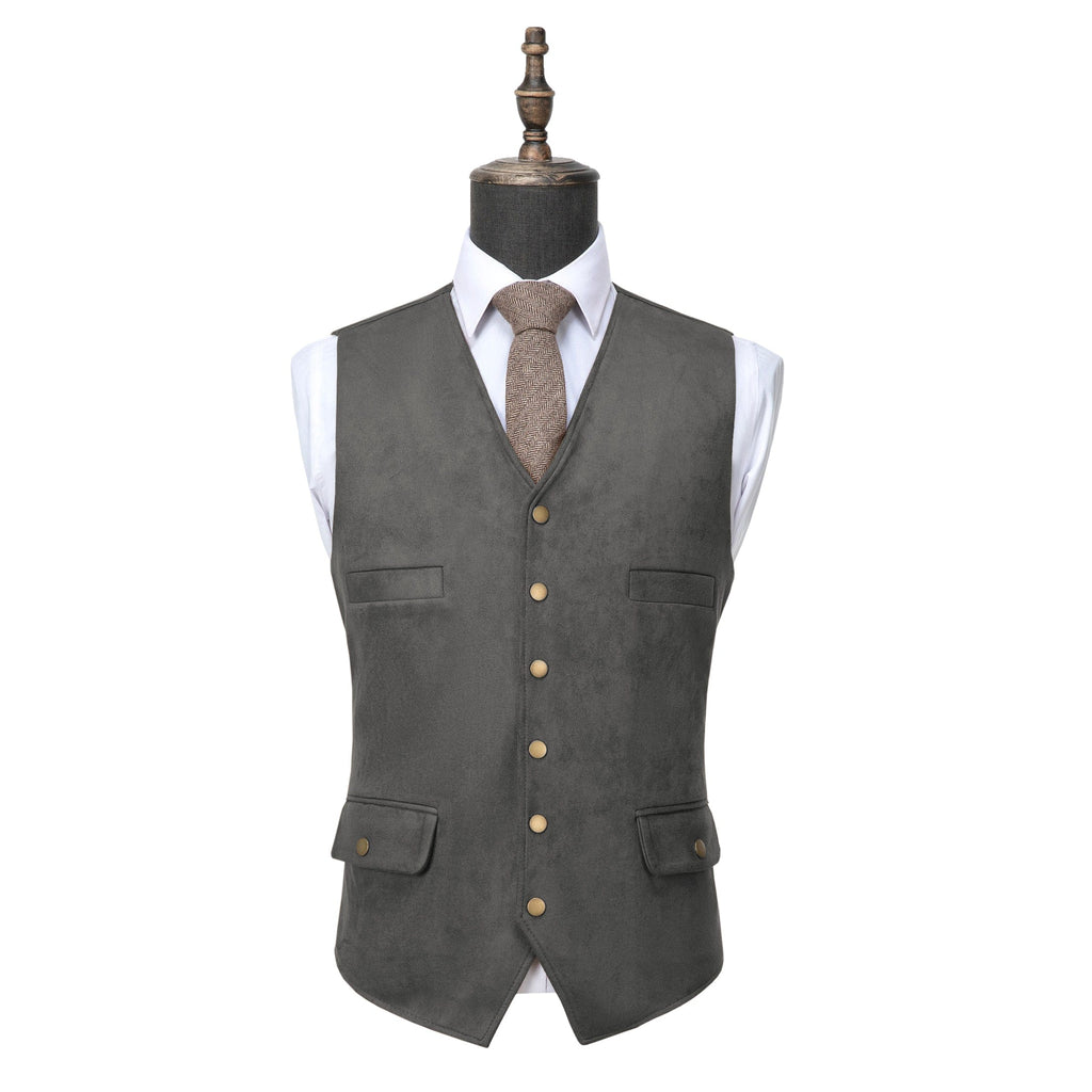 Tiavllya Tiavllya Casual Men's Fashion Suede V Neck Waistcoat Denim Vest