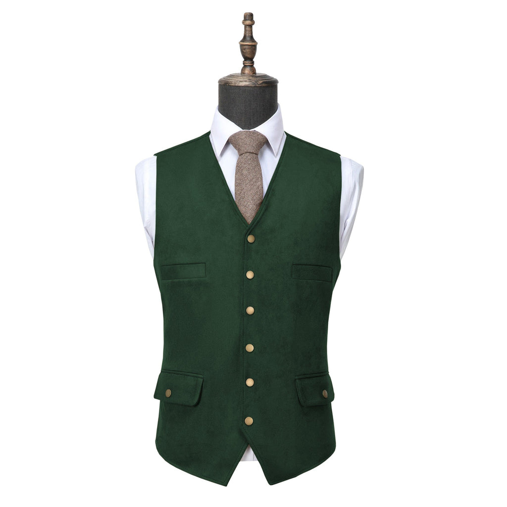 Tiavllya Tiavllya Casual Men's Fashion Suede V Neck Waistcoat Denim Vest