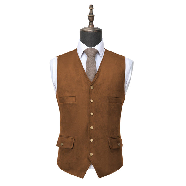 Tiavllya Tiavllya Casual Men's Fashion Suede V Neck Waistcoat Denim Vest