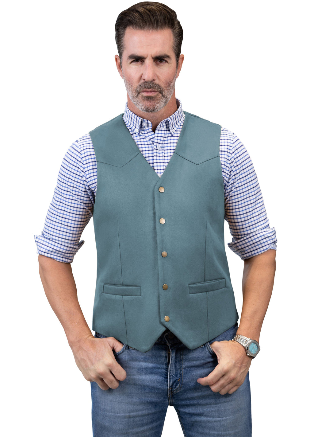 Tiavllya Tiavllya Casual Men's Fashion Suede V Neck Waistcoat Denim Vest