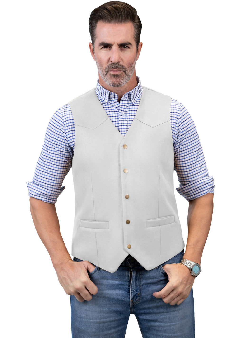 Tiavllya Tiavllya Casual Men's Fashion Suede V Neck Waistcoat Denim Vest