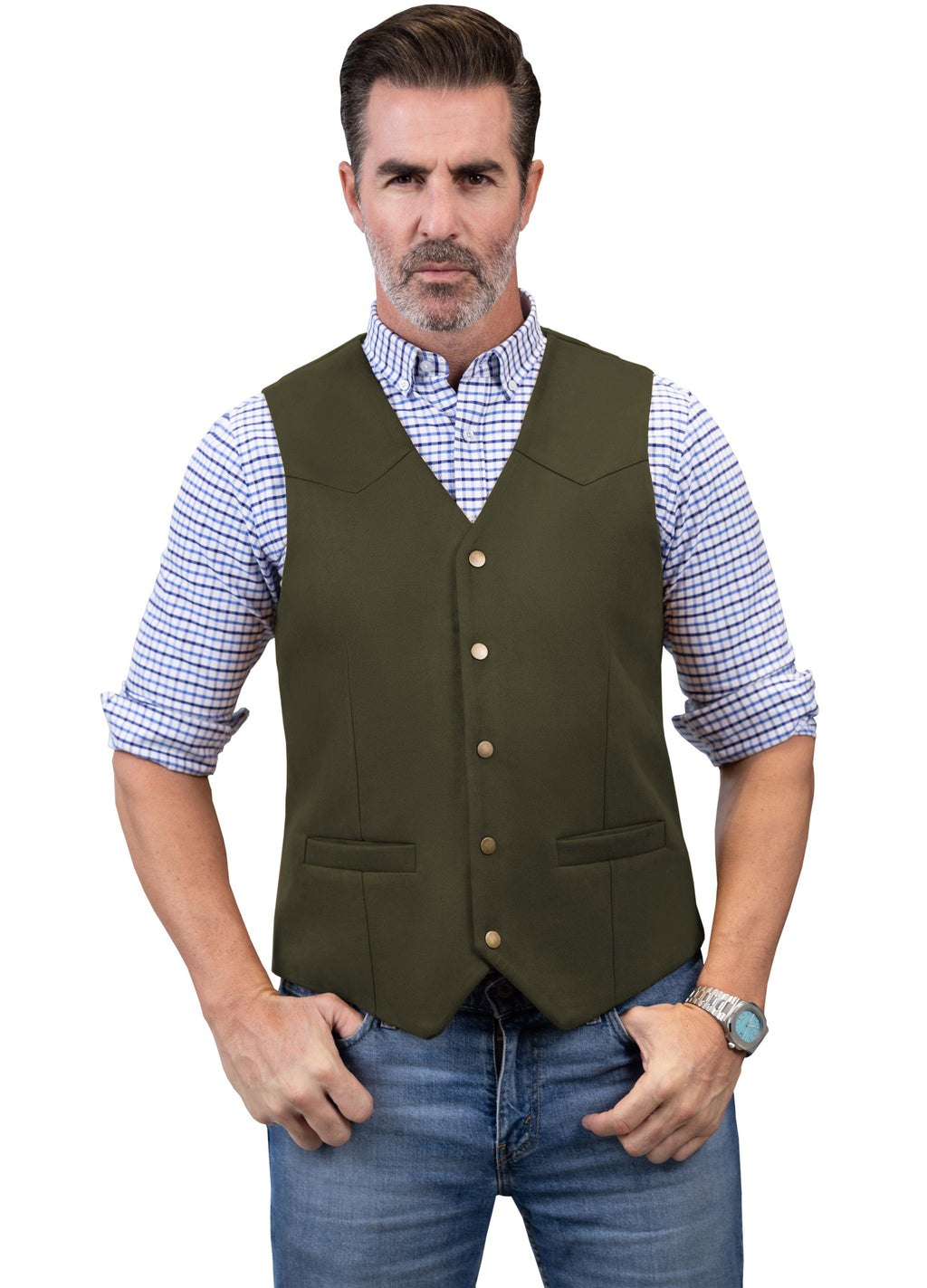 Tiavllya Tiavllya Casual Men's Fashion Suede V Neck Waistcoat Denim Vest