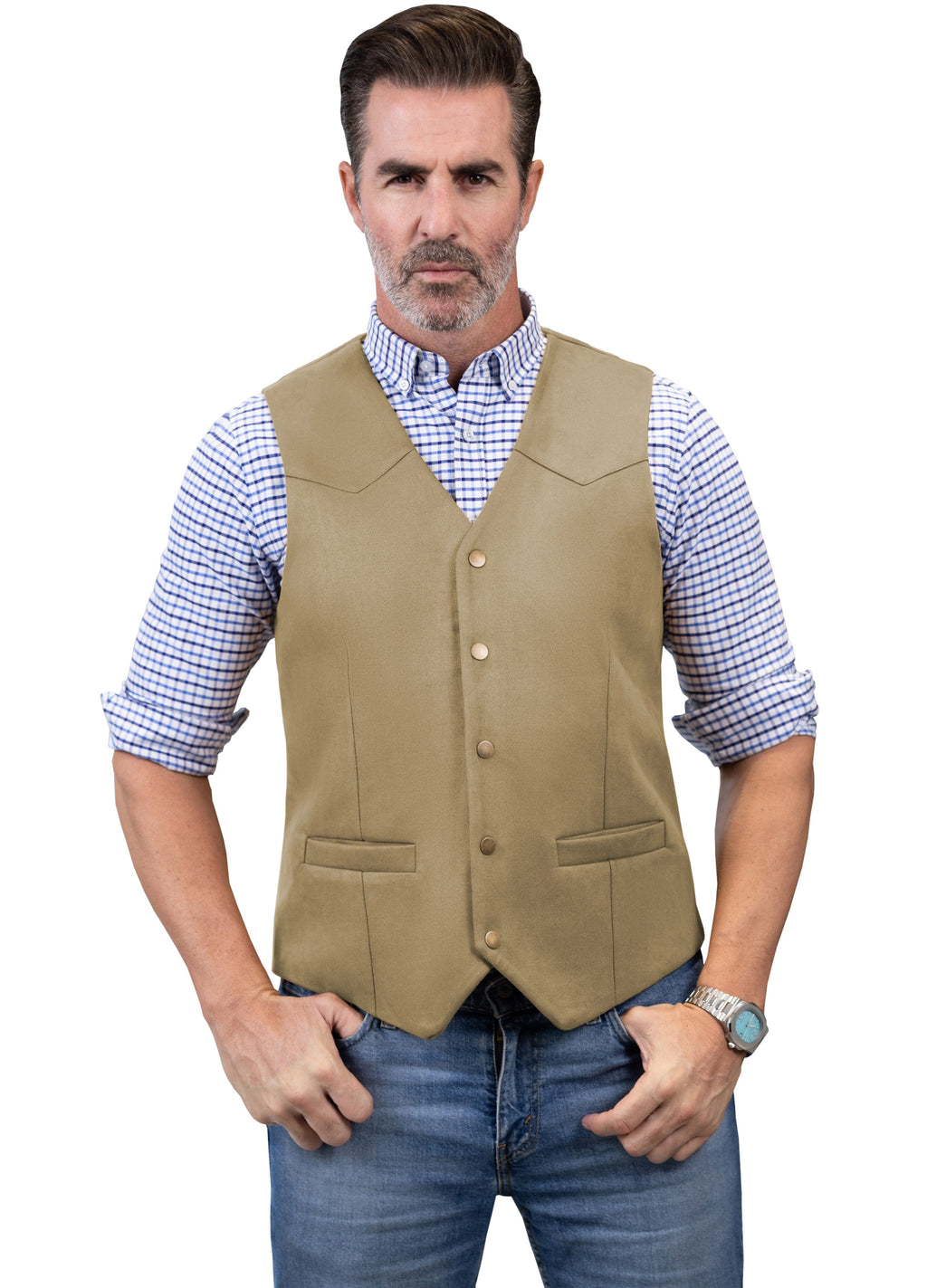 Tiavllya Tiavllya Casual Men's Fashion Suede V Neck Waistcoat Denim Vest