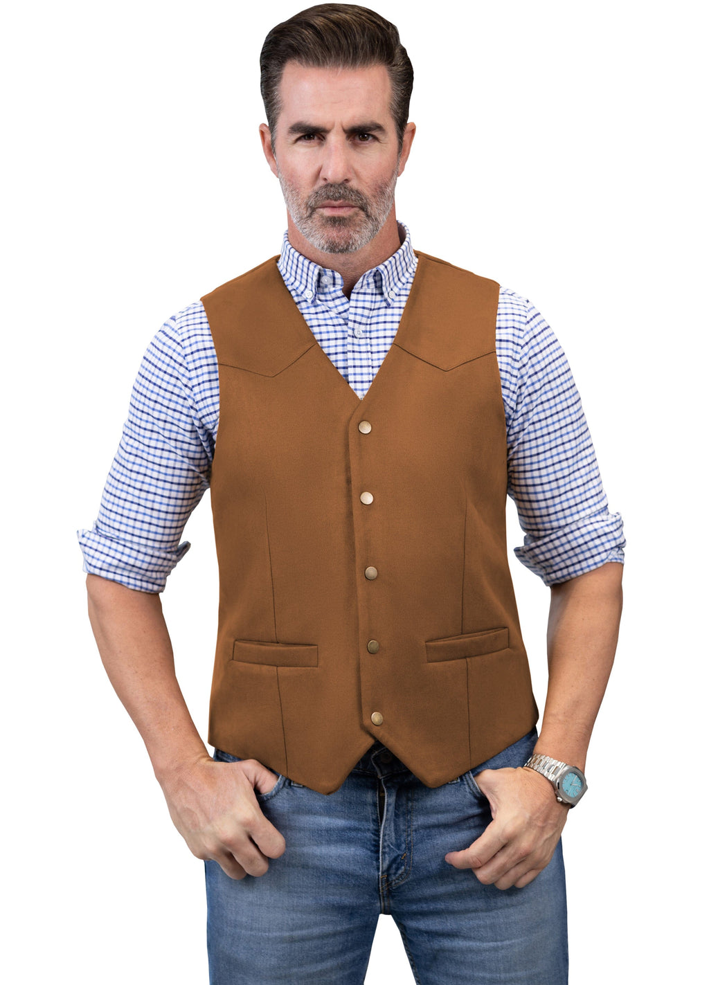 Tiavllya Tiavllya Casual Men's Fashion Suede V Neck Waistcoat Denim Vest