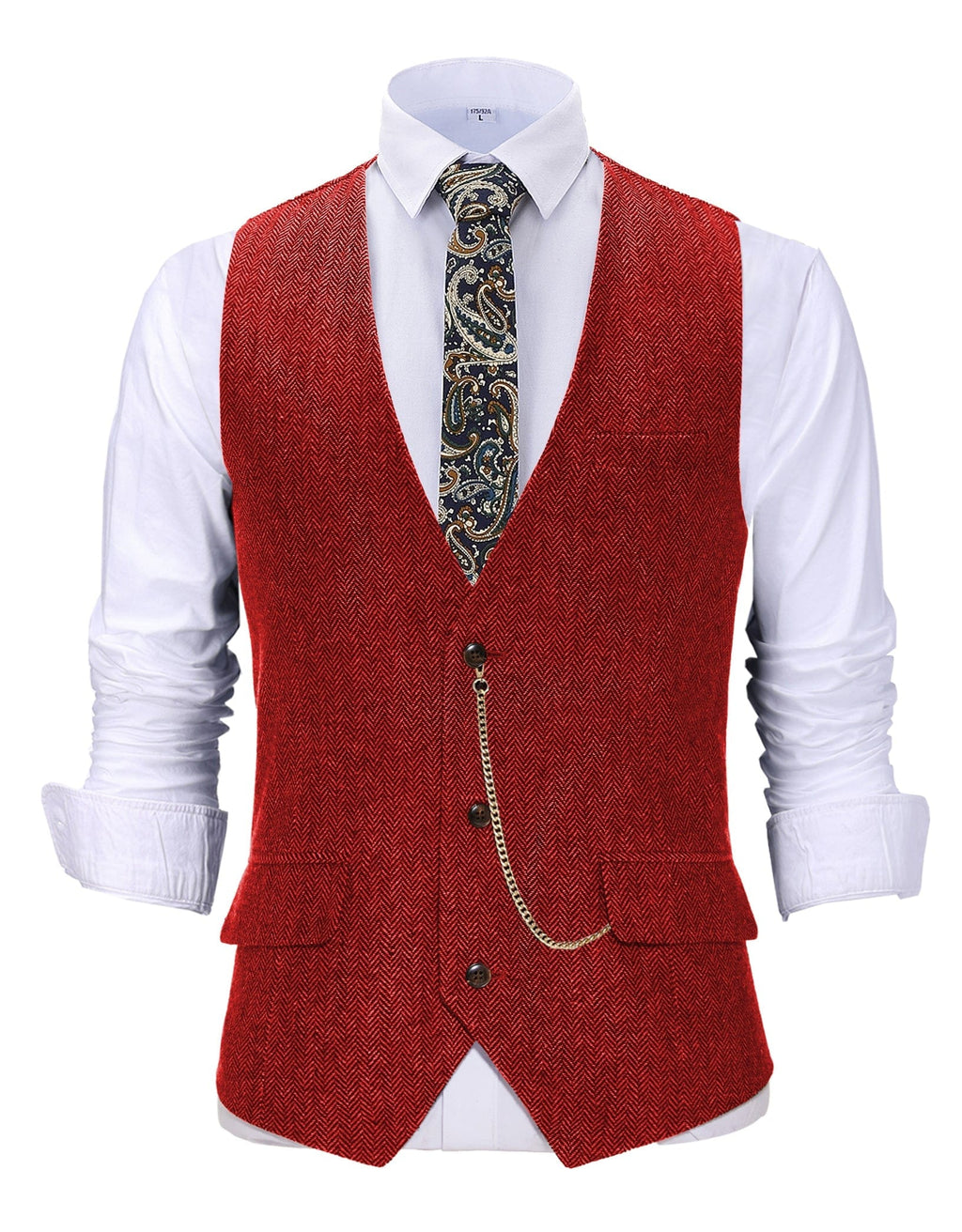 Tiavllya Tiavllya Casual Men's Herringbone V Neck Waistcoat