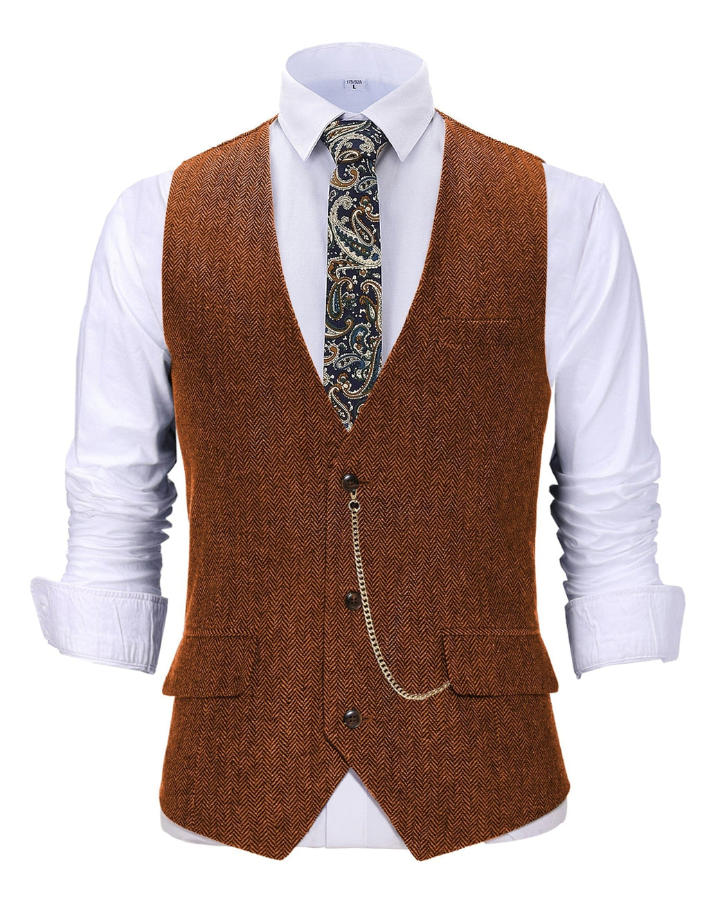 Tiavllya Tiavllya Casual Men's Herringbone V Neck Waistcoat