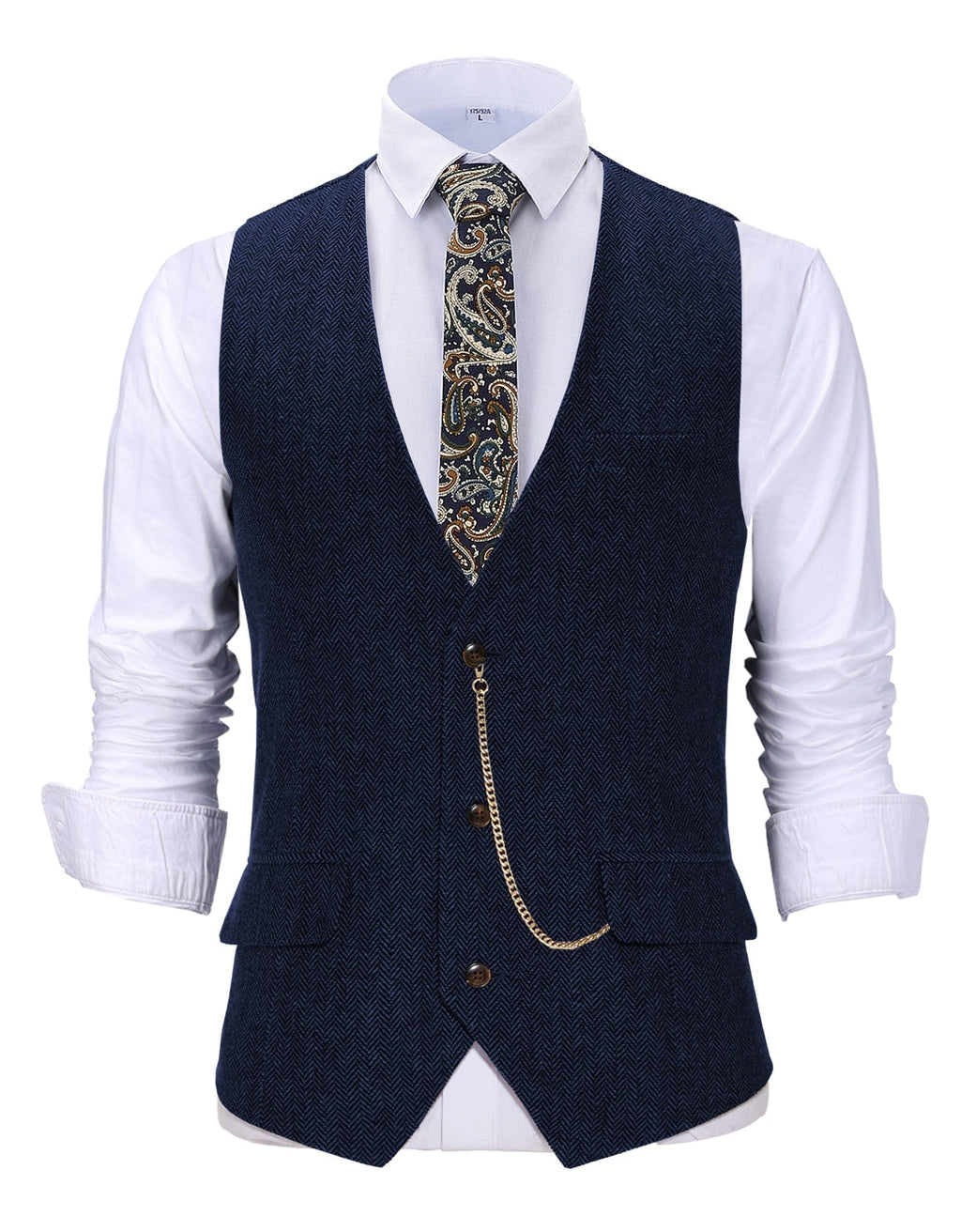 Tiavllya Tiavllya Casual Men's Herringbone V Neck Waistcoat