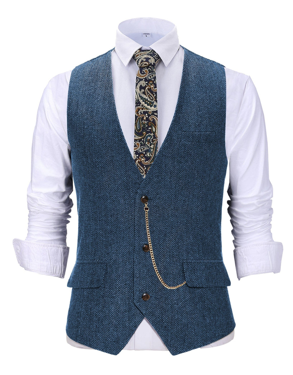 Tiavllya Tiavllya Casual Men's Herringbone V Neck Waistcoat