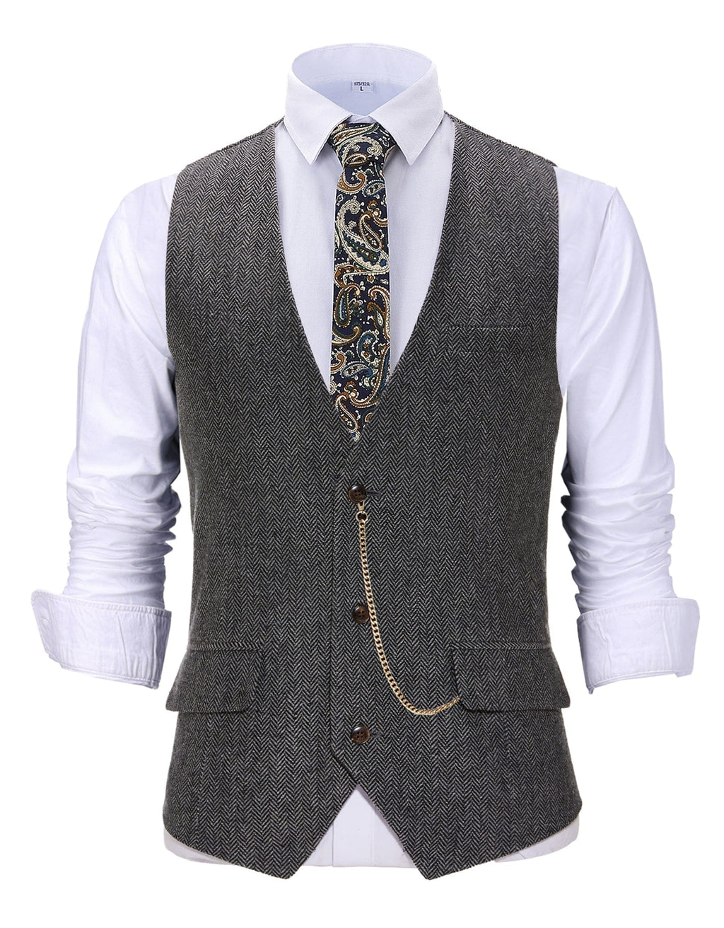 Tiavllya Tiavllya Casual Men's Herringbone V Neck Waistcoat