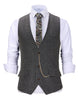 Tiavllya Tiavllya Casual Men's Herringbone V Neck Waistcoat