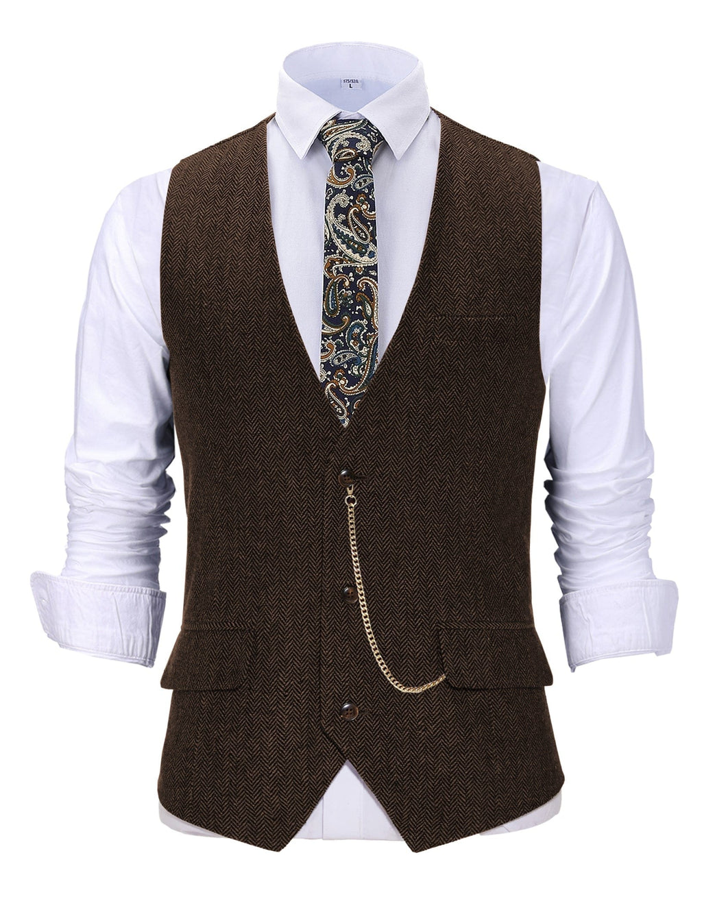 Tiavllya Tiavllya Casual Men's Herringbone V Neck Waistcoat