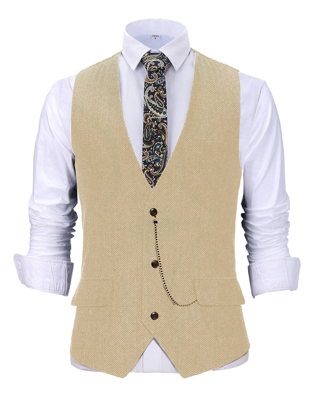 Tiavllya Tiavllya Casual Men's Herringbone V Neck Waistcoat