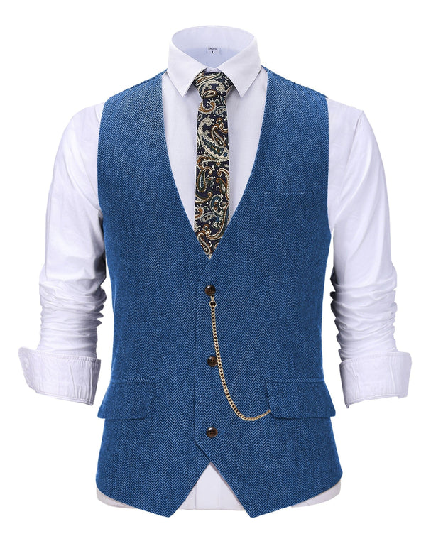 Tiavllya Tiavllya Casual Men's Herringbone V Neck Waistcoat