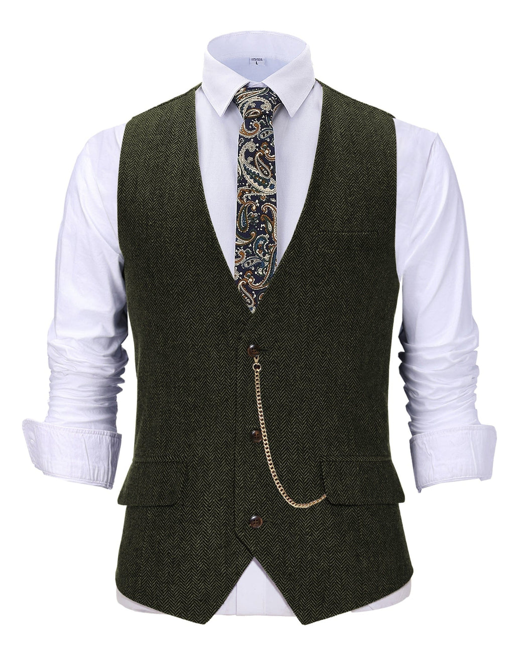 Tiavllya Tiavllya Casual Men's Herringbone V Neck Waistcoat