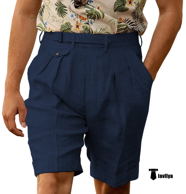 Tiavllya Tiavllya Casual Men's Short Pants Cotton Linen For Beach Wedding