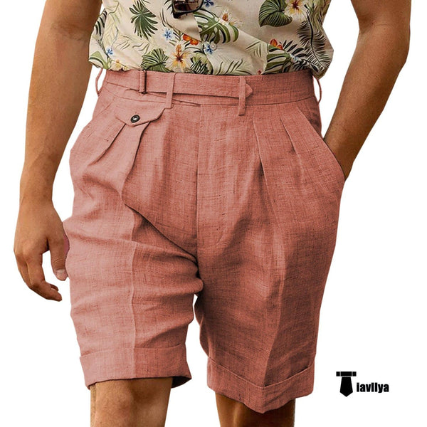 Tiavllya Tiavllya Casual Men's Short Pants Cotton Linen For Beach Wedding