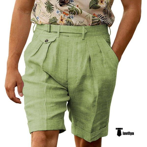 Tiavllya Tiavllya Casual Men's Short Pants Cotton Linen For Beach Wedding