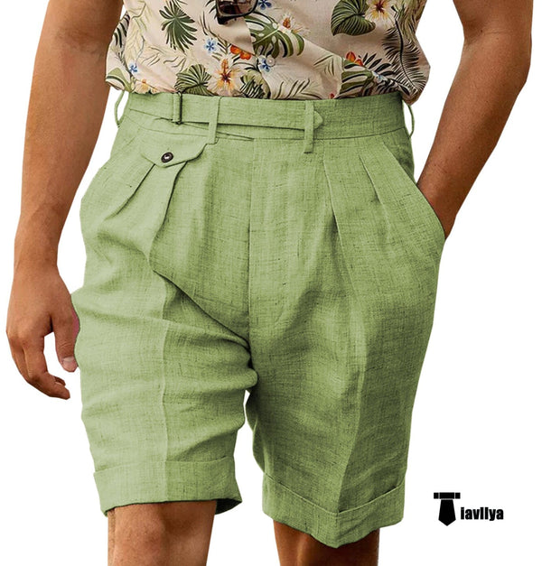 Tiavllya Tiavllya Casual Men's Short Pants Cotton Linen For Beach Wedding