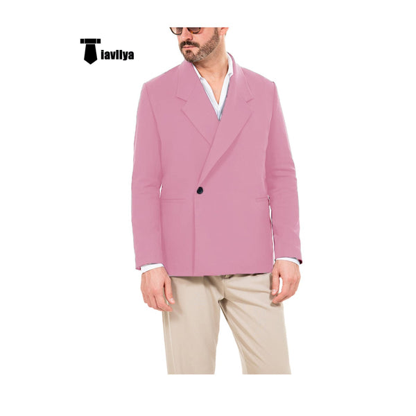 Tiavllya Tiavllya Casual Men's Slim Fit Notch Lapel Flat Blazer