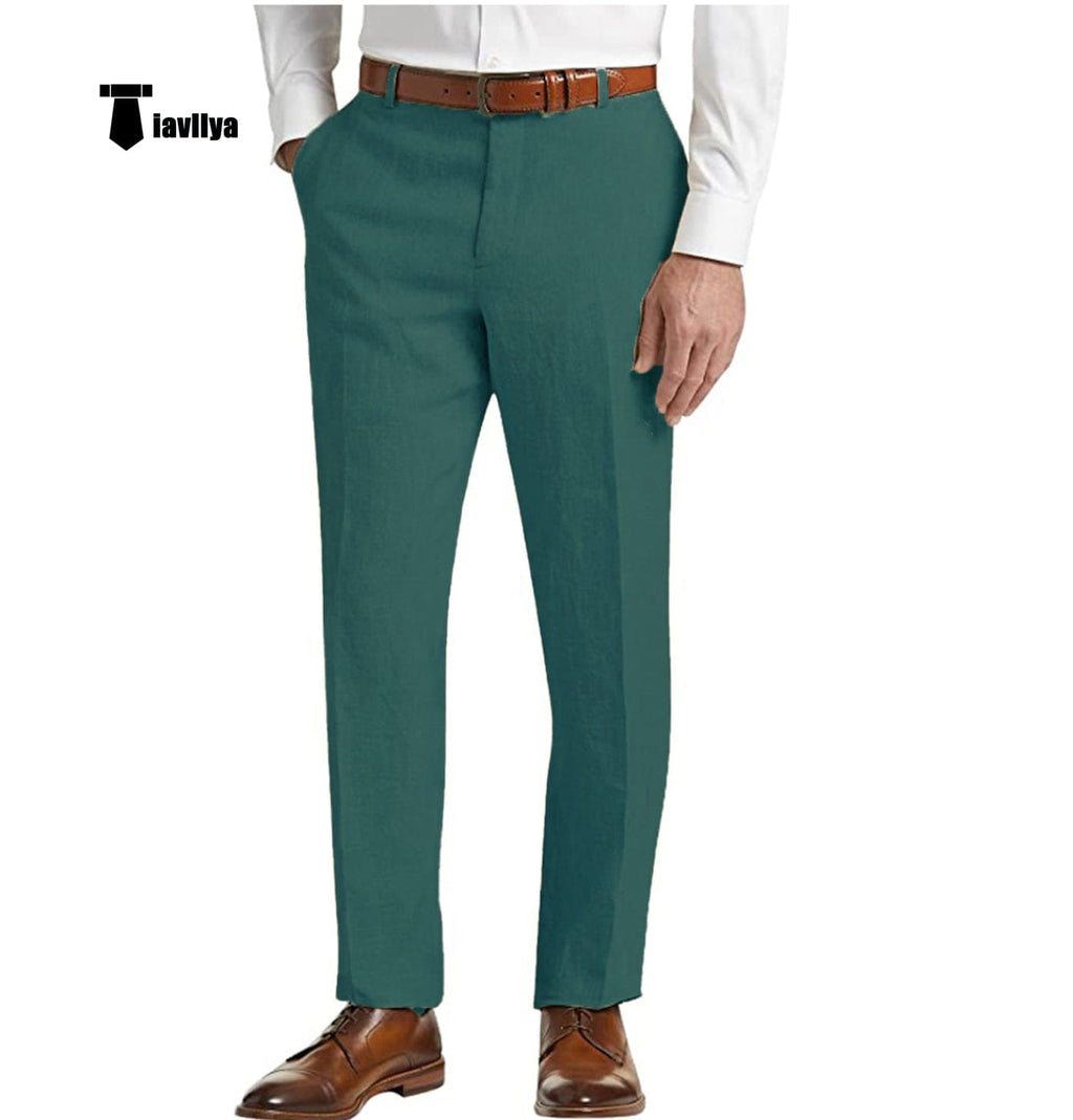 Tiavllya Tiavllya Casual Men's Suit Pants Cotton Linen Trousers For Wedding