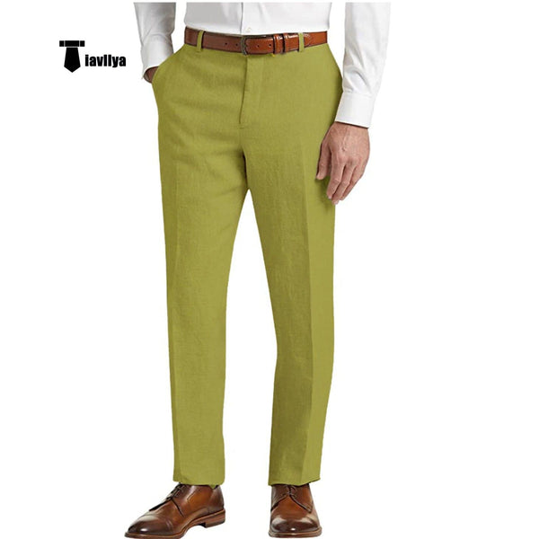 Tiavllya Tiavllya Casual Men's Suit Pants Cotton Linen Trousers For Wedding