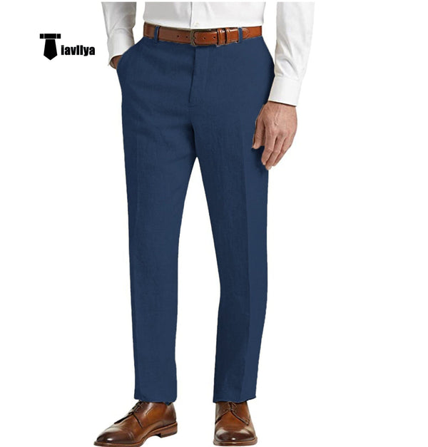 Tiavllya Tiavllya Casual Men's Suit Pants Cotton Linen Trousers For Wedding