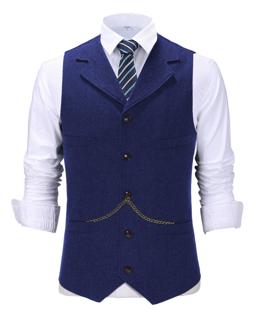 Tiavllya Tiavllya Casual Men's Tweed Herringbone Notch Lapel Waistcoat