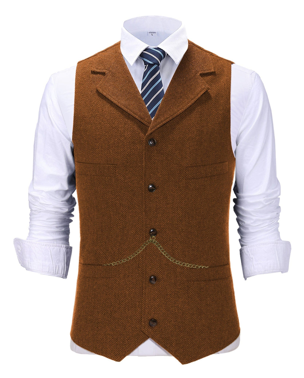 Tiavllya Tiavllya Casual Men's Tweed Herringbone Notch Lapel Waistcoat