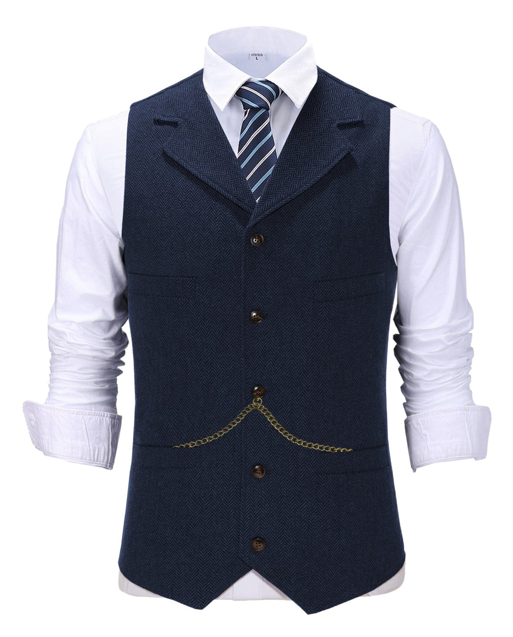 Tiavllya Tiavllya Casual Men's Tweed Herringbone Notch Lapel Waistcoat
