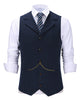 Tiavllya Tiavllya Casual Men's Tweed Herringbone Notch Lapel Waistcoat