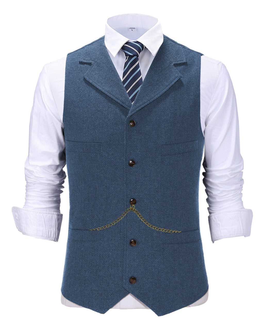 Tiavllya Tiavllya Casual Men's Tweed Herringbone Notch Lapel Waistcoat