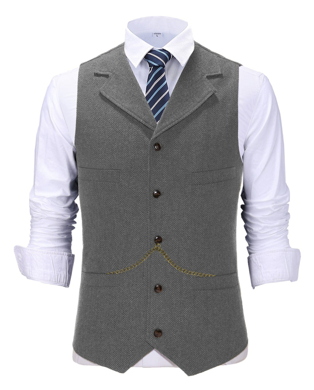 Tiavllya Tiavllya Casual Men's Tweed Herringbone Notch Lapel Waistcoat