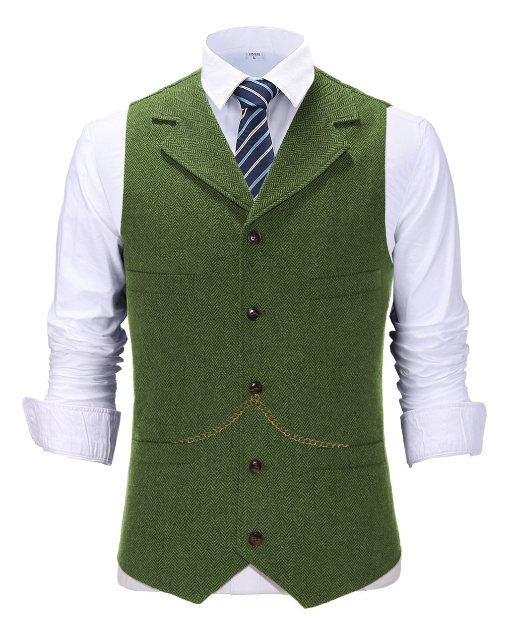 Tiavllya Tiavllya Casual Men's Tweed Herringbone Notch Lapel Waistcoat