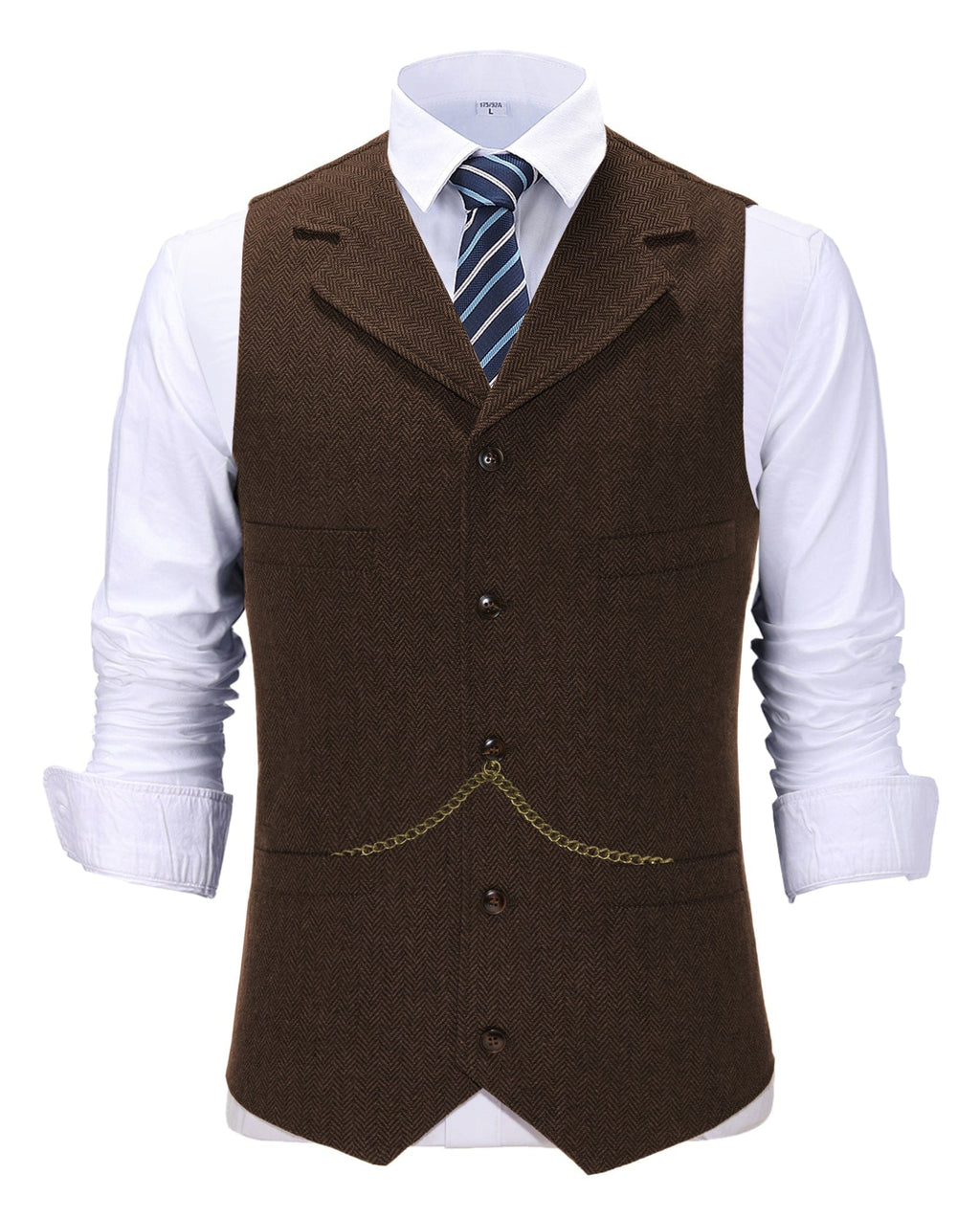 Tiavllya Tiavllya Casual Men's Tweed Herringbone Notch Lapel Waistcoat