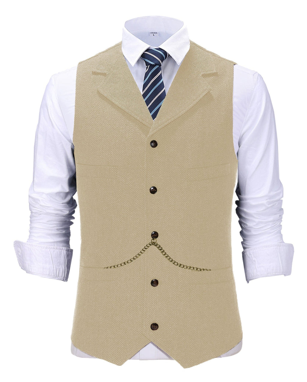 Tiavllya Tiavllya Casual Men's Tweed Herringbone Notch Lapel Waistcoat
