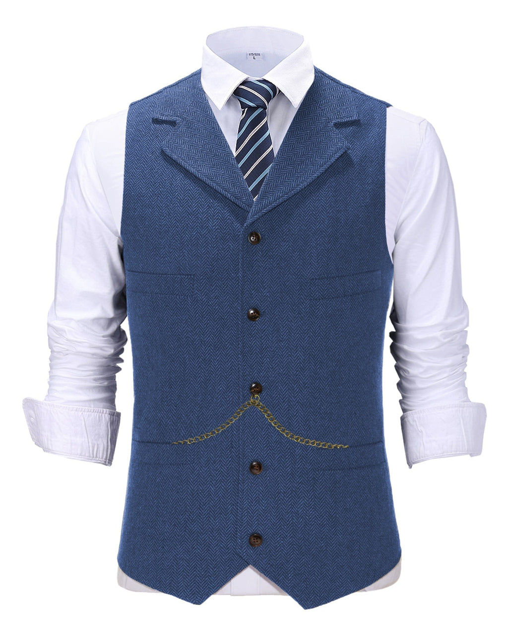 Tiavllya Tiavllya Casual Men's Tweed Herringbone Notch Lapel Waistcoat