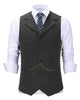 Tiavllya Tiavllya Casual Men's Tweed Herringbone Notch Lapel Waistcoat