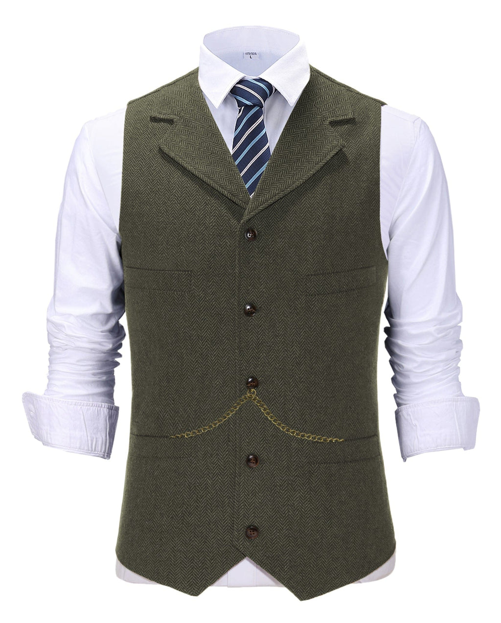Tiavllya Tiavllya Casual Men's Tweed Herringbone Notch Lapel Waistcoat