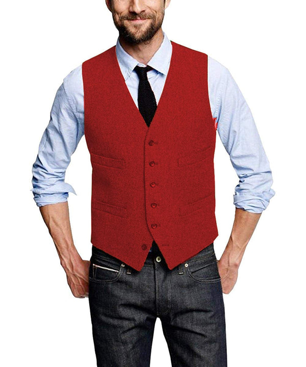 Tiavllya Tiavllya Casual Men's Tweed Herringbone V Neck Vest