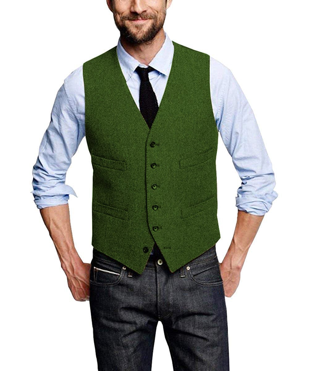 Tiavllya Tiavllya Casual Men's Tweed Herringbone V Neck Vest